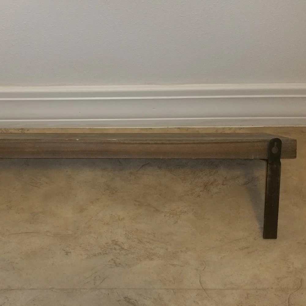 NWT Industrial Farmhouse Simple Rustic Wood & Metal Wall Shelf